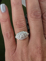 14k gold white gold c.1930's - 1940'sDeco antique diamond ring - apx .15ct tw