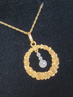 14k gold Edwardian diamond flower rose floral wreath necklace pendant lavaliere