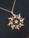 14k gold Victorian opal & seed pearl necklace pendant lavaliere starburst