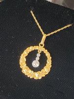 14k gold Edwardian diamond flower rose floral wreath necklace pendant lavaliere