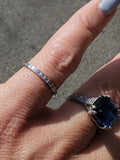 18k white gold engraved 5 diamond vintage wedding floral band