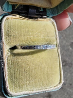 18k white gold engraved 5 diamond vintage wedding floral band
