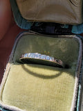 18k white gold engraved 5 diamond vintage wedding floral band