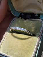 18k white gold engraved 5 diamond vintage wedding floral band