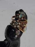 14k gold Victorian flower floral diamond & pearl ring
