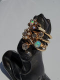 14k gold Victorian flower floral diamond & pearl ring