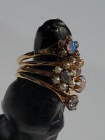 14k gold Victorian flower floral diamond & pearl ring