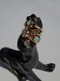 14k gold Victorian flower floral diamond & pearl ring