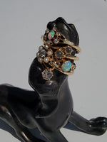 14k gold Victorian flower floral diamond & pearl ring