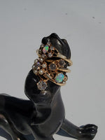 14k gold Victorian flower floral diamond & pearl ring