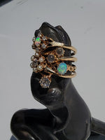 14k gold Victorian flower floral diamond & pearl ring
