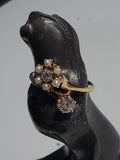 14k gold Victorian flower floral diamond & pearl ring