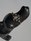 14k gold Victorian opal & mine cut diamond ring