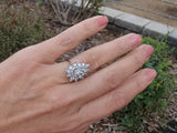 14k white diamond cluster estate ring