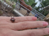 14k gold Victorian pearl & diamond flower floral antique ring