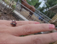 14k gold Victorian pearl & diamond flower floral antique ring