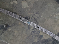 10k white gold c.1920's Deco filigree aquamarine & black onyx bracelet