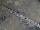 10k white gold c.1920's Deco filigree aquamarine & black onyx bracelet