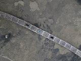 10k white gold c.1920's Deco filigree aquamarine & black onyx bracelet