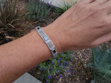 10k white gold c.1920's Deco filigree aquamarine & black onyx bracelet