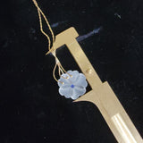 14k white gold carved floral flower crystal & blue sapphire estate pendant necklace