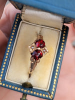 10k gold Victorian pearl & garnet antique ring