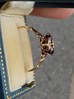 10k gold Victorian pearl & garnet antique ring