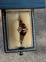 10k gold Victorian pearl & garnet antique ring