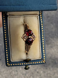 10k gold Victorian pearl & garnet antique ring