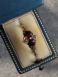 10k gold Victorian pearl & garnet antique ring