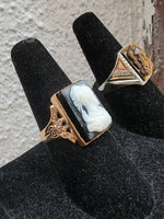 10k gold carved black & white cameo estate men's ring - 1915