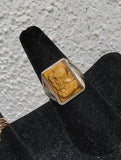 10k white & rose gold two tone Deco carved Tiger's eye trojan warrior estate men's ring