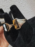 10k white & rose gold two tone Deco carved Tiger's eye trojan warrior estate men's ring
