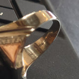 10k white & rose gold two tone Deco carved Tiger's eye trojan warrior estate men's ring