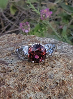 18ct gold two tone pink tourmaline estate filigree Deco ring