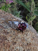 18ct gold two tone pink tourmaline estate filigree Deco ring