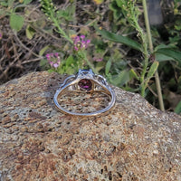 18ct gold two tone pink tourmaline estate filigree Deco ring