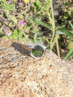 10k gold two tone filigree green Tourmaline solitaire estate Ring