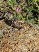 10k gold two tone filigree green Tourmaline solitaire estate Ring