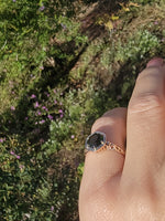 10k gold two tone filigree green Tourmaline solitaire estate Ring