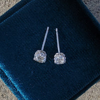 14k white gold old European cut diamond studs earrings - .55ct tw