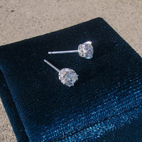 14k white gold old European cut diamond studs earrings - .55ct tw