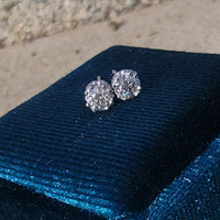 14k white gold old European cut diamond studs earrings - .55ct tw