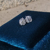 14k white gold old European cut diamond studs earrings - .55ct tw