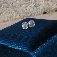 14k white gold old European cut diamond studs earrings - .55ct tw