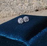 14k white gold old European cut diamond studs earrings - .55ct tw