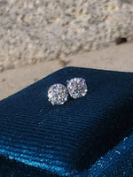 14k white gold old European cut diamond studs earrings - .55ct tw