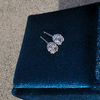 14k white gold old European cut diamond studs earrings - .55ct tw