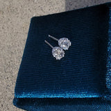 14k white gold old European cut diamond studs earrings - .55ct tw