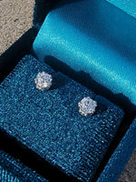14k white gold old European cut diamond studs earrings - .55ct tw